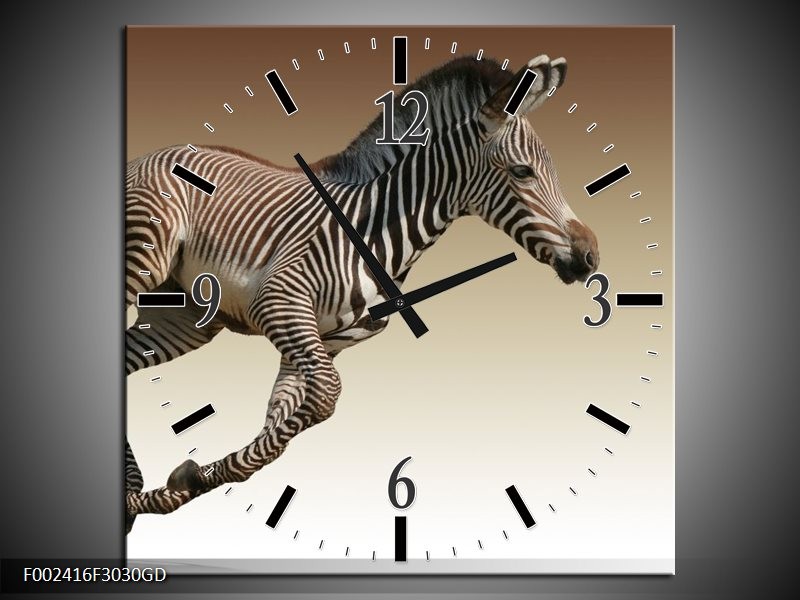 Wandklok op Glas Zebra | Kleur: Zwart, Wit, Bruin | F002416CGD