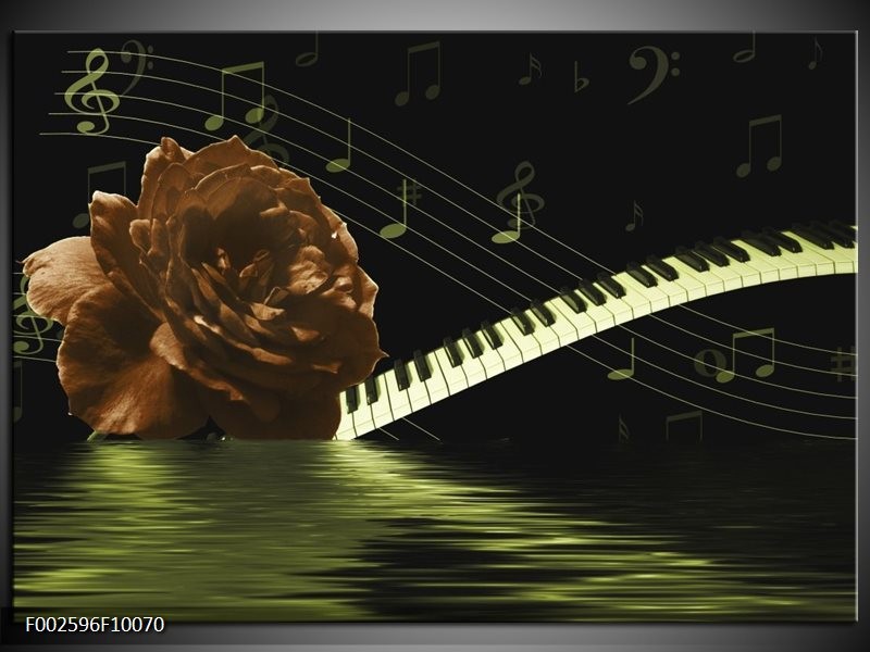 Glas schilderij Roos | Groen, Bruin, Zwart