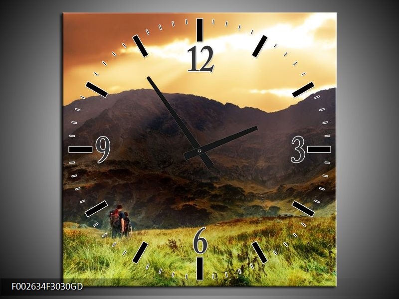 Wandklok op Glas Natuur | Kleur: Wit, Bruin, Groen | F002634CGD