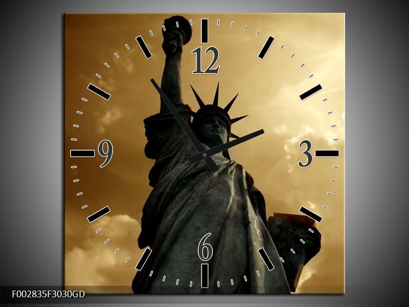 Wandklok op Glas Steden | Kleur: Bruin, Wit, Zwart | F002835CGD