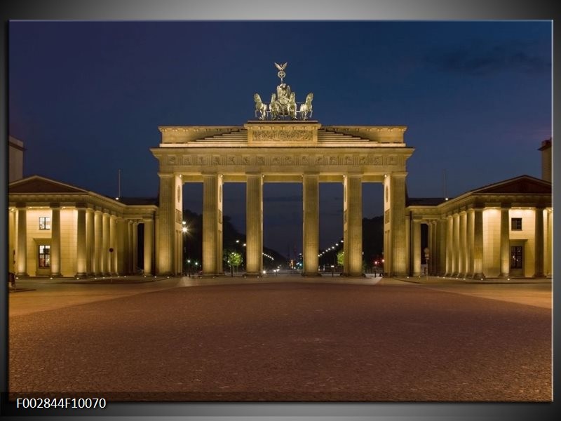 Glas schilderij Steden | Geel, Blauw, Bruin