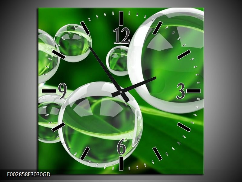 Wandklok op Glas Cirkel | Kleur: Groen, Wit | F002858CGD