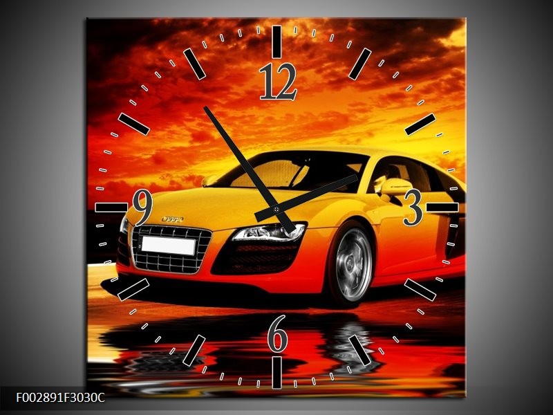 Wandklok op Canvas Audi | Kleur: Oranje, Zwart, Geel | F002891C