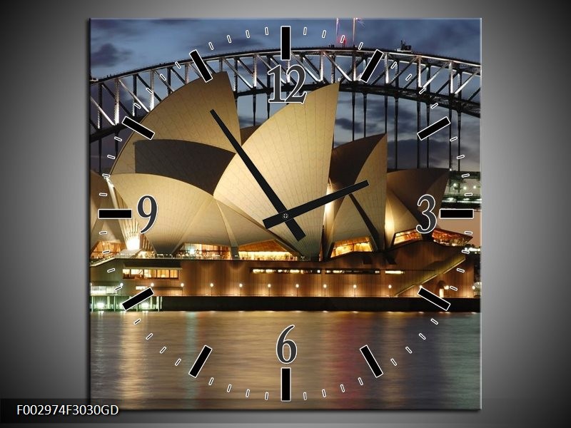 Wandklok op Glas Sydney | Kleur: Grijs, Blauw, Wit | F002974CGD