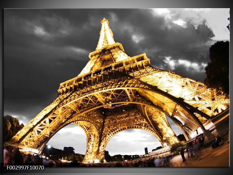 Foto canvas schilderij Eiffeltoren | Geel, Zwart, Grijs
