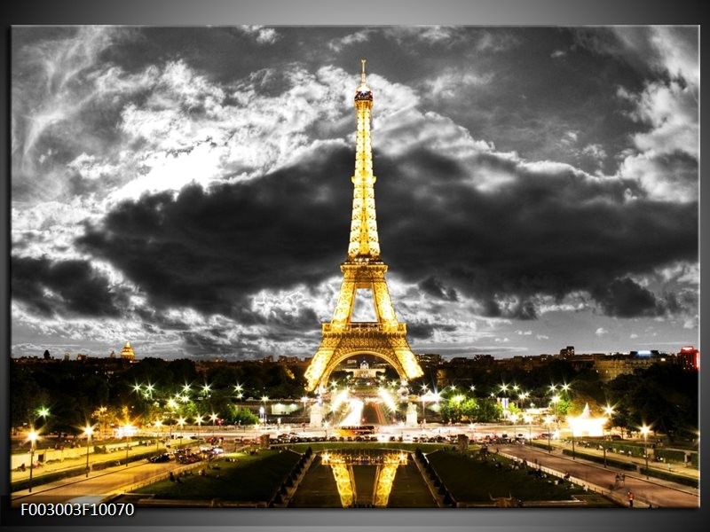 Foto canvas schilderij Eiffeltoren | Grijs, Bruin, Zwart
