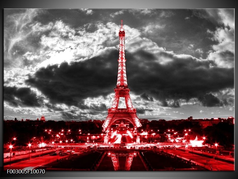 Foto canvas schilderij Eiffeltoren | Grijs, Rood, Zwart