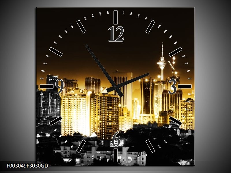 Wandklok op Glas Steden | Kleur: Geel, Zwart, Grijs | F003049CGD