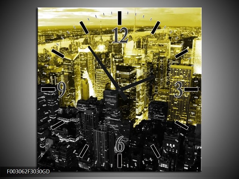 Wandklok op Glas Nacht | Kleur: Geel, Zwart | F003062CGD