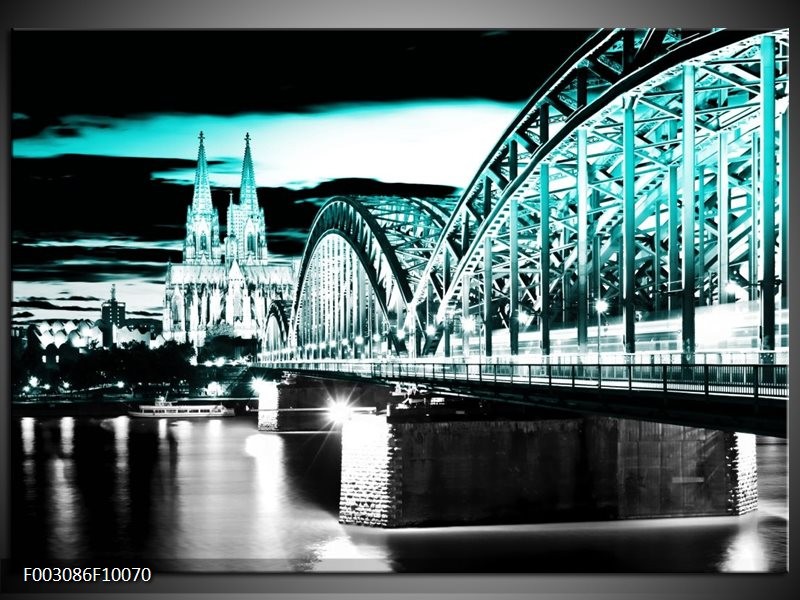 Glas schilderij Brug | Groen, Zwart, Grijs