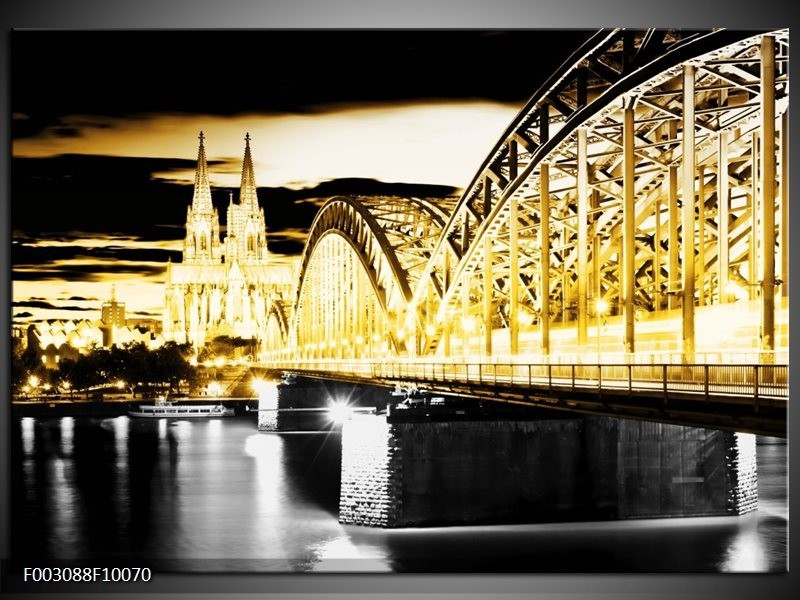 Foto canvas schilderij Brug | Geel, Zwart, Grijs