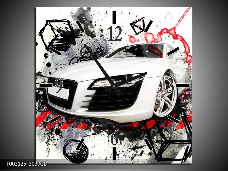 Wandklok op Glas Audi | Kleur: Rood, Zwart, Wit | F003125CGD