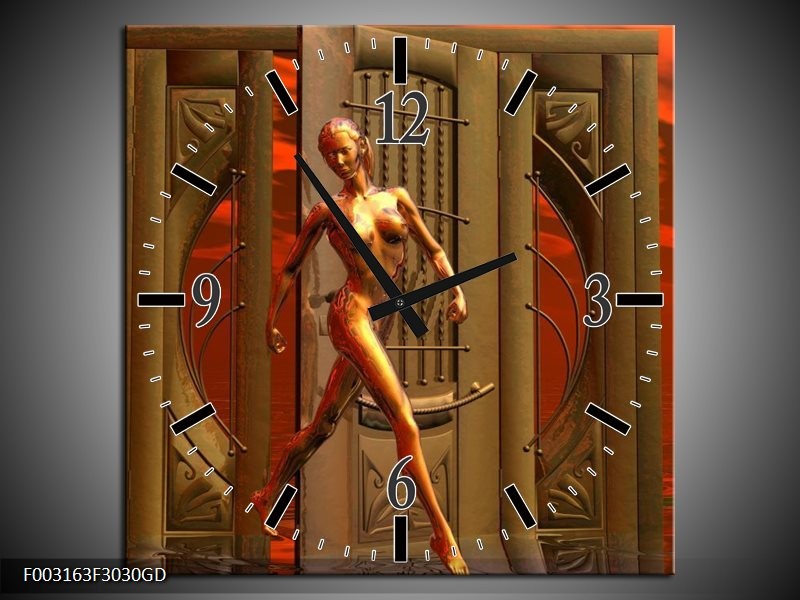 Wandklok op Glas Abstract | Kleur: Grijs, Rood | F003163CGD