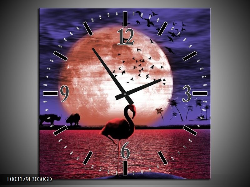 Wandklok op Glas Natuur | Kleur: Rood, Blauw, Wit | F003179CGD