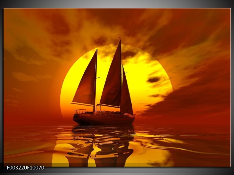 Foto canvas schilderij Zeilboot | Geel, Rood, Bruin