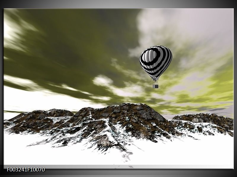 Foto canvas schilderij Luchtballon | Groen, Wit, Grijs