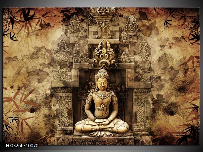 Foto canvas schilderij Boeddha | Grijs, Bruin