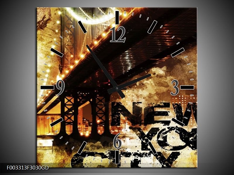 Wandklok op Glas New York | Kleur: Groen, Zwart, Bruin | F003313CGD