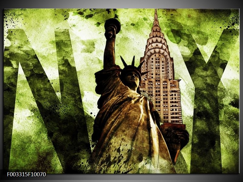 Foto canvas schilderij New York | Groen, Zwart, Bruin