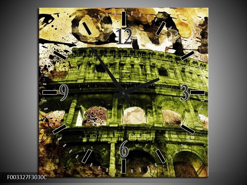 Wandklok op Canvas Rome | Kleur: Groen, Bruin | F003327C