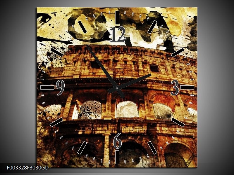 Wandklok op Glas Rome | Kleur: Bruin, Grijs, Zwart | F003328CGD