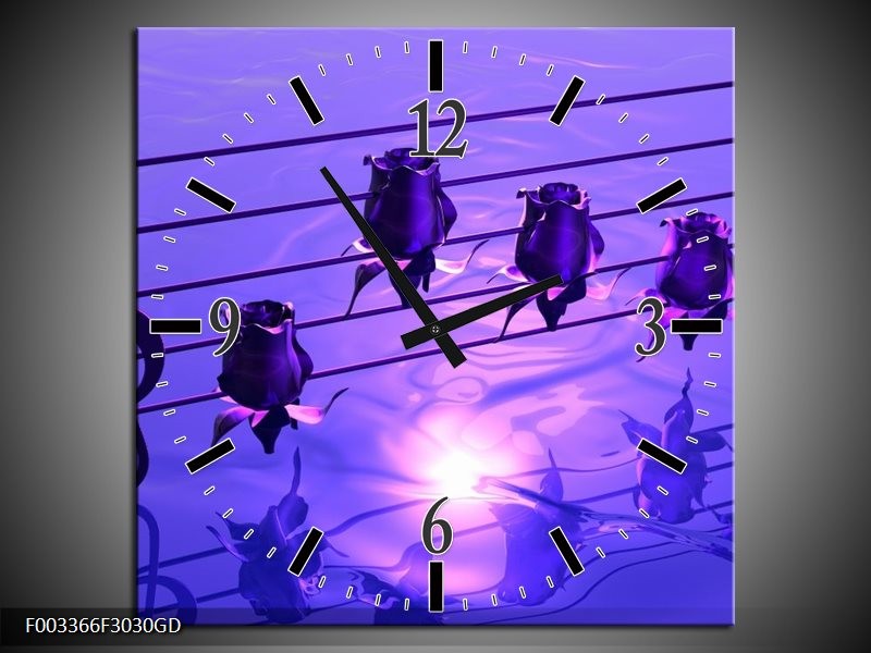 Wandklok op Glas Muziek | Kleur: Paars, Wit | F003366CGD