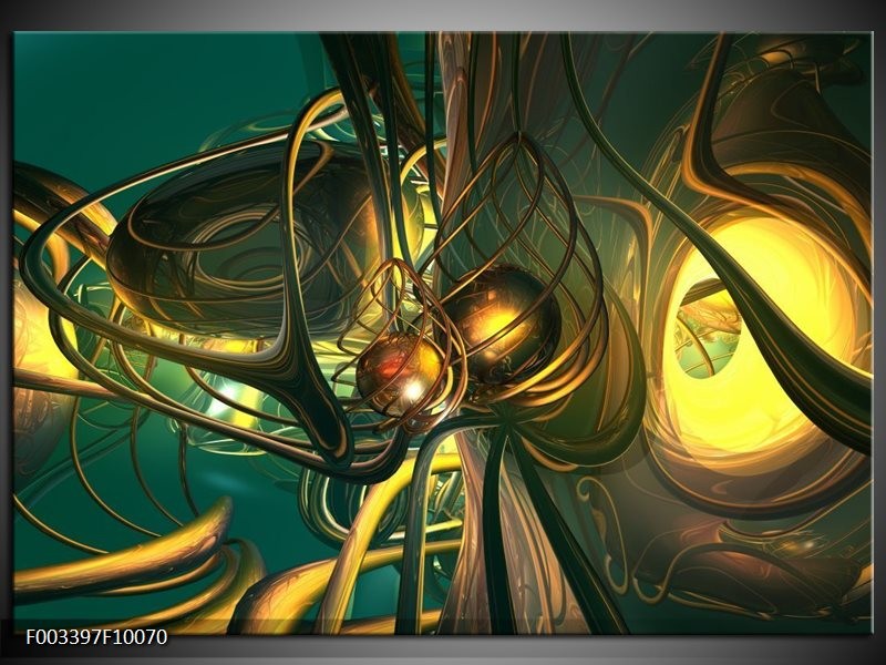 Glas schilderij Abstract | Groen, Geel, Goud