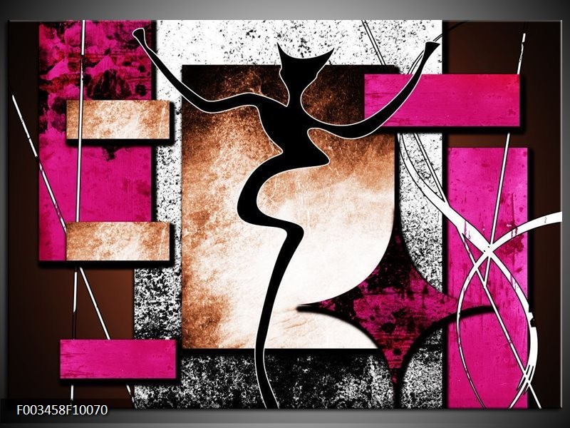 Foto canvas schilderij Abstract | Roze, Zwart, Wit