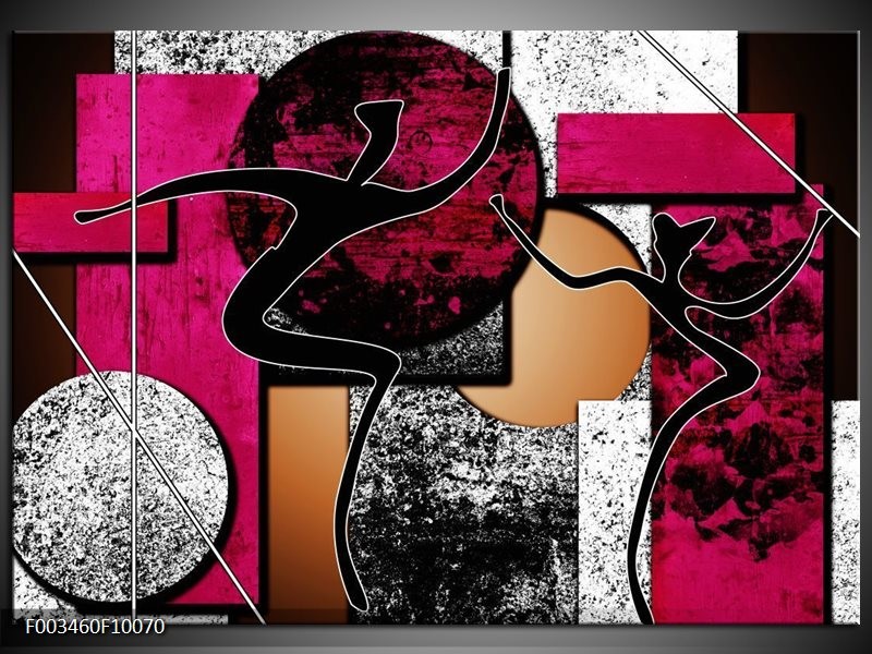 Foto canvas schilderij Abstract | Roze, Zwart, Wit