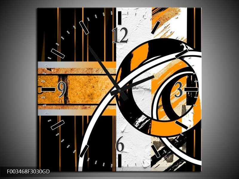Wandklok op Glas Abstract | Kleur: Oranje, Bruin, Wit | F003468CGD