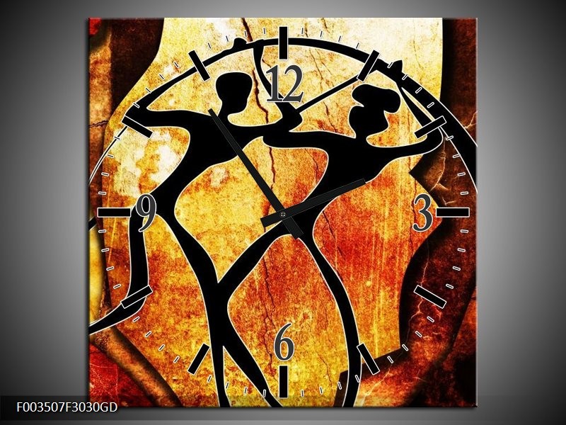 Wandklok op Glas Abstract | Kleur: Oranje, Rood, Zwart | F003507CGD