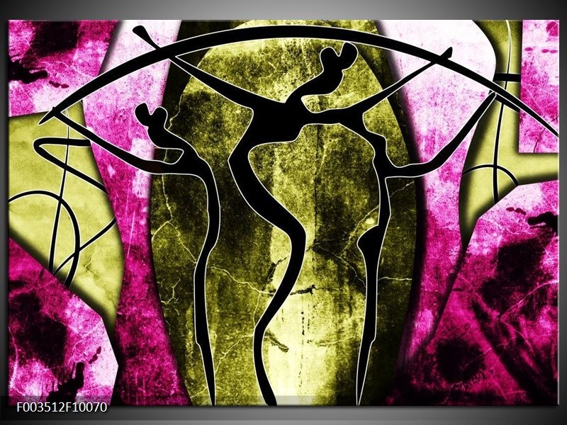 Foto canvas schilderij Abstract | Roze, Zwart, Groen