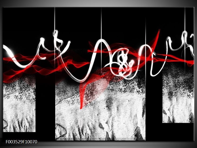 Foto canvas schilderij Abstract | Zwart, Wit, Rood