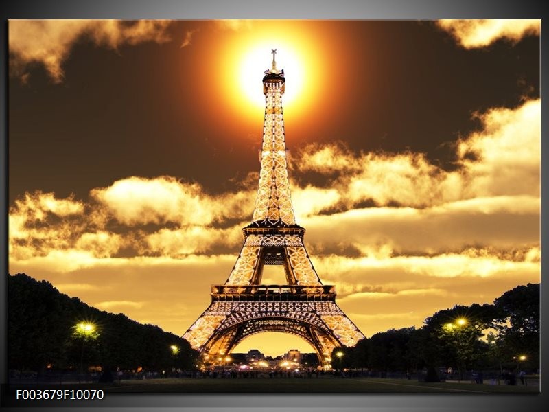 Foto canvas schilderij Eiffeltoren | Geel, Goud, Zwart