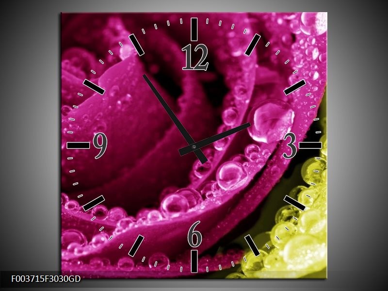 Wandklok op Glas Paars | Kleur: Roze, Groen, Wit | F003715CGD