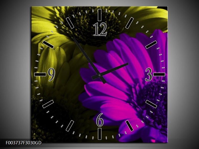 Wandklok op Glas Tulp | Kleur: Paars, Groen, Wit | F003737CGD