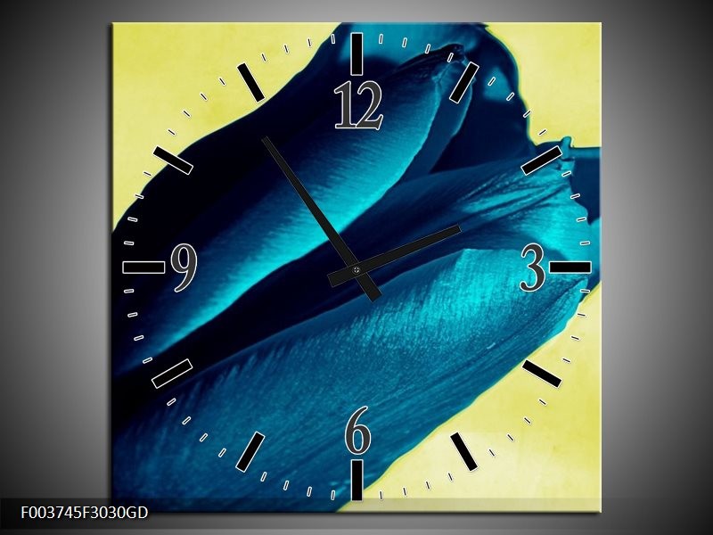 Wandklok op Glas Tulp | Kleur: Blauw, Zwart, Groen | F003745CGD