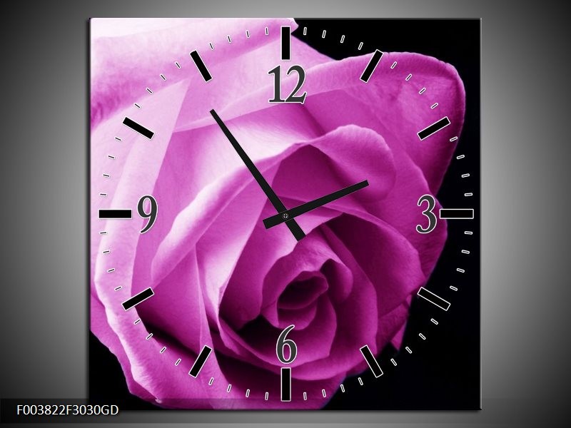 Wandklok op Glas Roos | Kleur: Roze, Wit, Zwart | F003822CGD