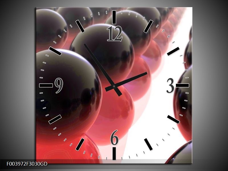 Wandklok op Glas Abstract | Kleur: Rood, Zwart, Wit | F003972CGD