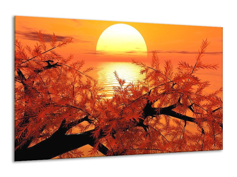 Canvas schilderij Natuur | Oranje, Geel, Zwart | 120x70cm 1Luik