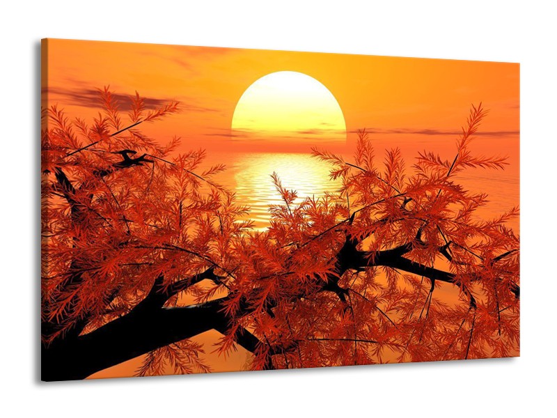Canvas schilderij Natuur | Oranje, Geel, Zwart | 140x90cm 1Luik