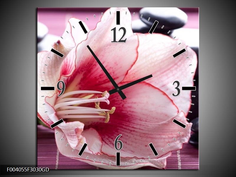 Wandklok op Glas Bloem | Kleur: Wit, Roze, Groen | F004055CGD