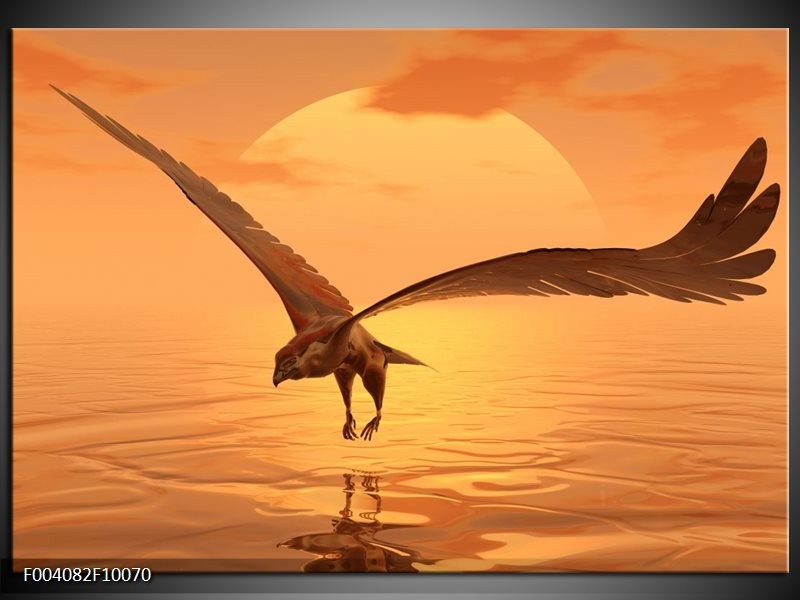 Foto canvas schilderij Vogel | Geel, Bruin