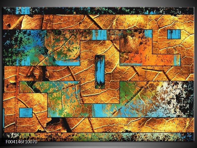 Foto canvas schilderij Abstract | Bruin, Blauw, Geel