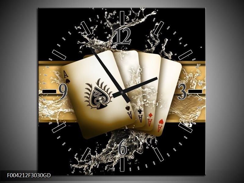 Wandklok op Glas Abstract | Kleur: Zwart, Goud, Bruin | F004212CGD