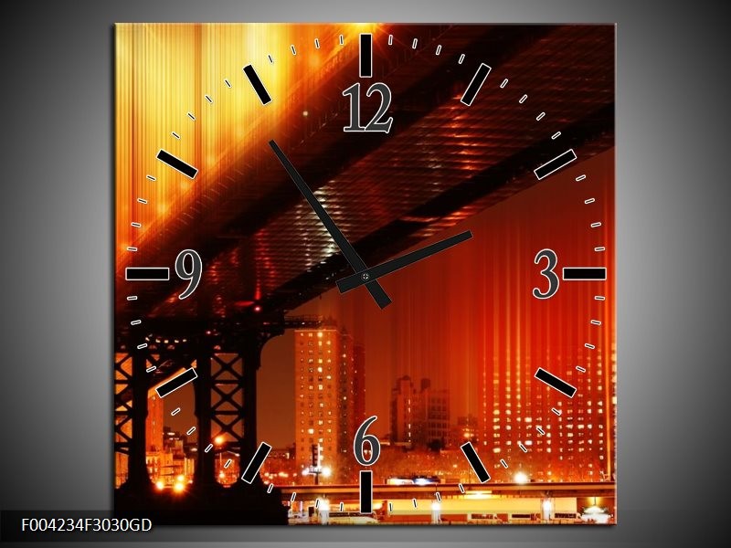 Wandklok op Glas Brug | Kleur: Rood, Geel, Zwart | F004234CGD