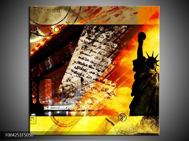 Canvas schilderij New York | Geel, Rood, Zwart | 50x50cm 1Luik