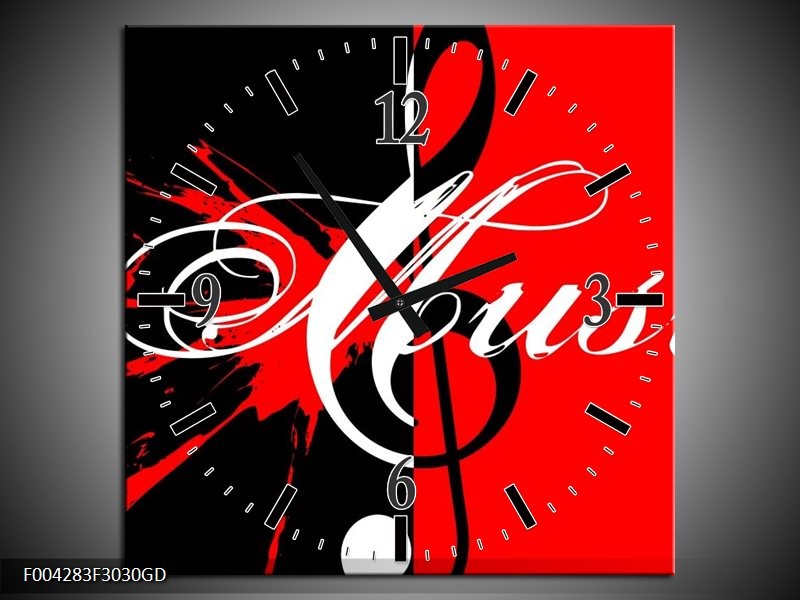 Wandklok op Glas Muziek | Kleur: Rood, Zwart, Wit | F004283CGD