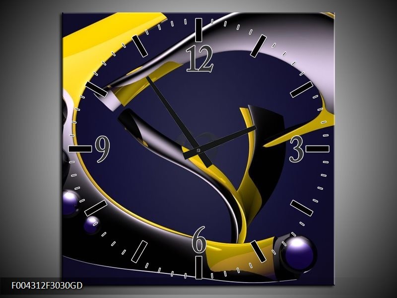 Wandklok op Glas Modern | Kleur: Geel, Grijs, Zwart | F004312CGD