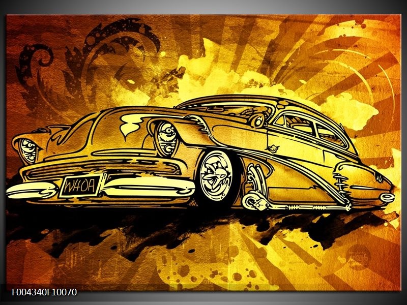 Foto canvas schilderij Oldtimer | Geel, Zwart, Goud